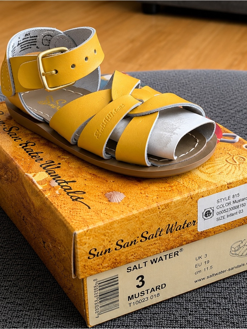 NIB Salt Water Sandals Mustard Toddler Size 3